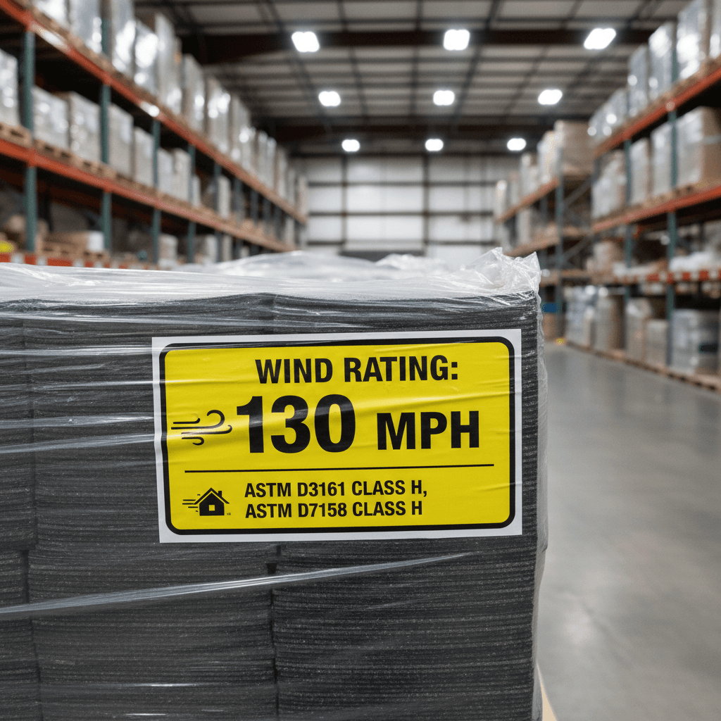 Wind rating on asphalt shingle bundle