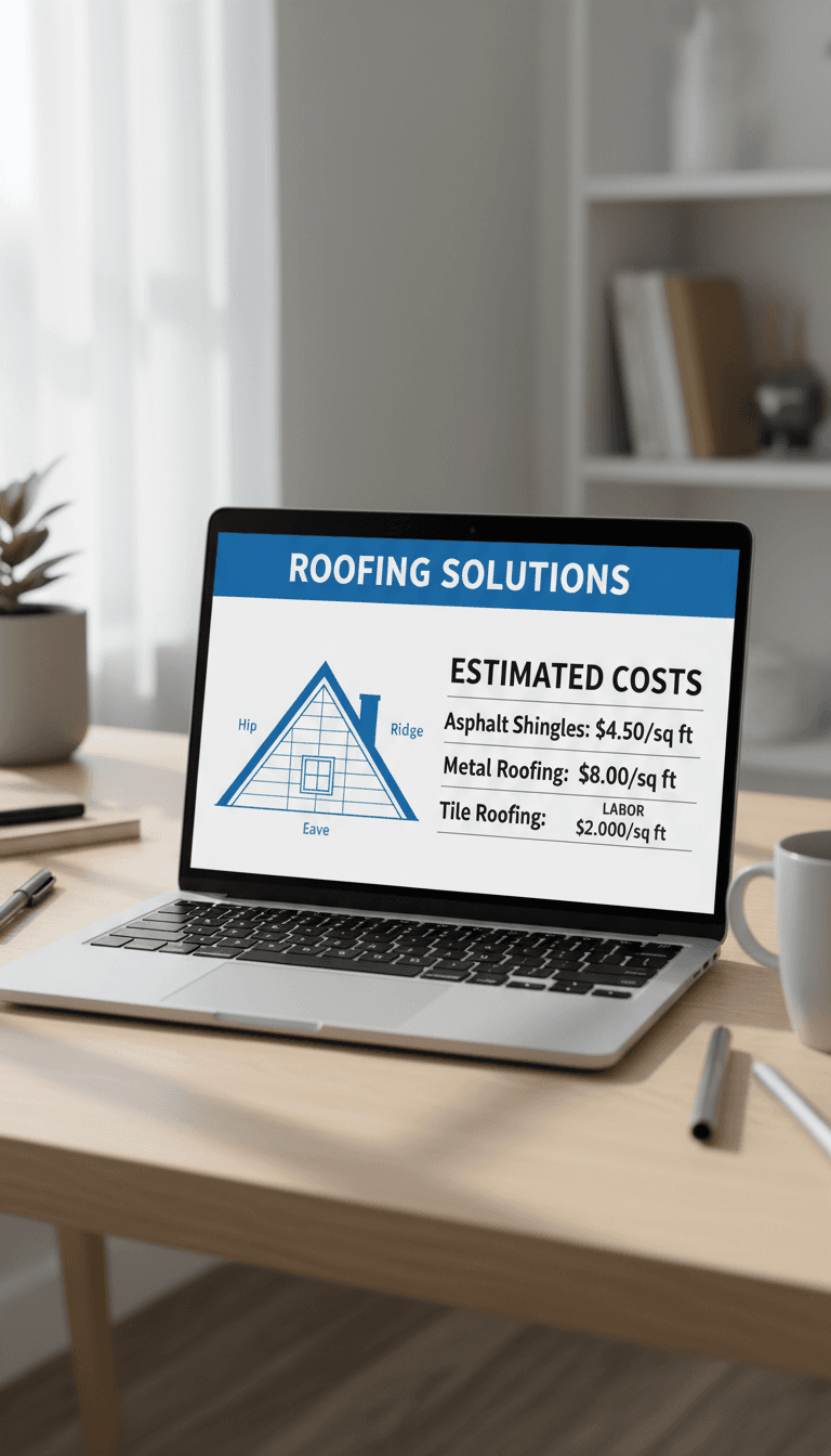 Digital roofing product on laptop screen