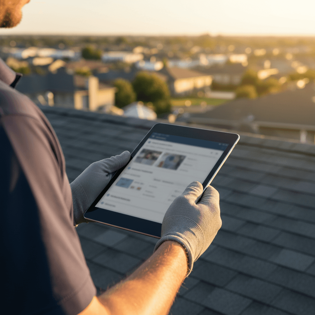 Homeowner using roofing cost calculator