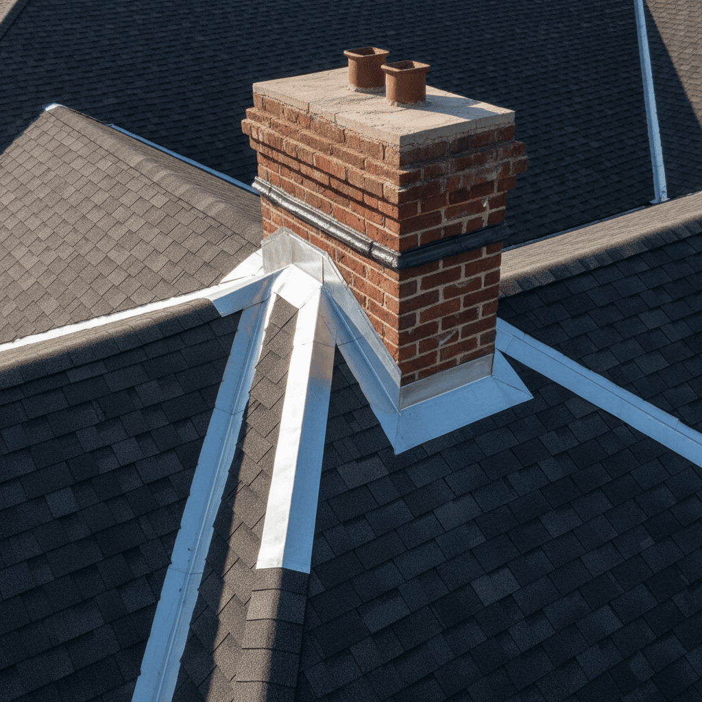 Sealant applied to roof flashing junction