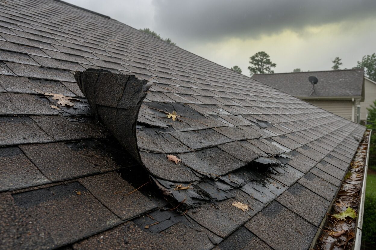 Homeowner deciding between roof repair and full replacement