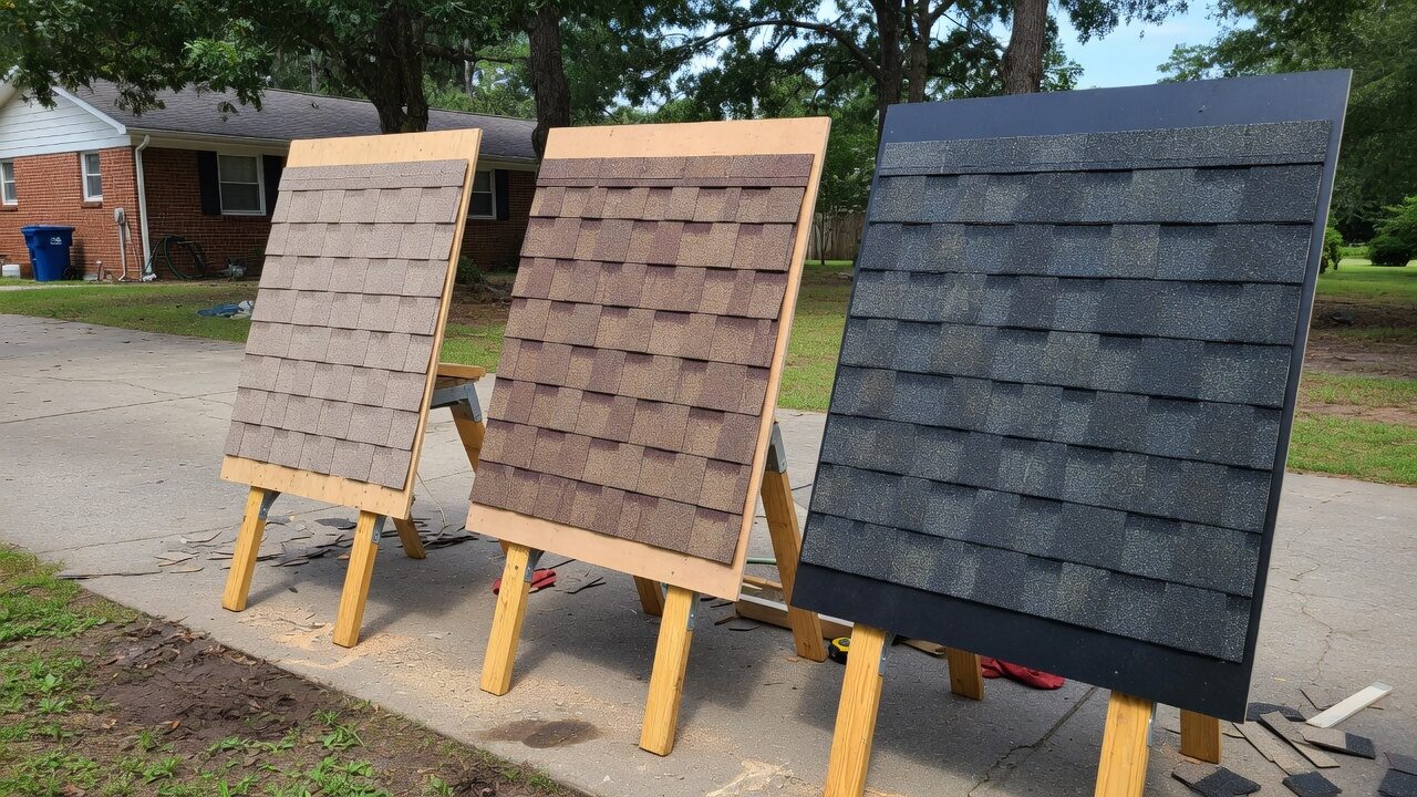 Shingle samples and wind exposure on a North Carolina home