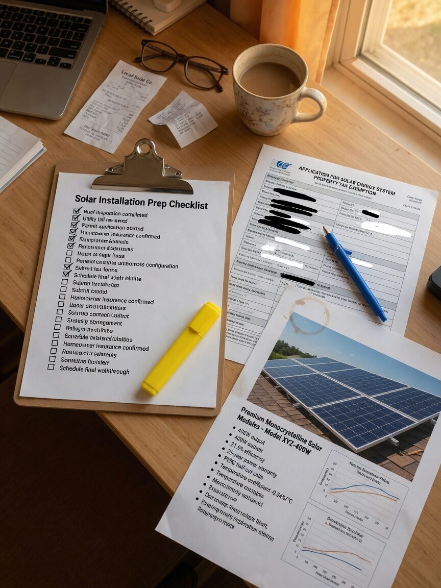 Homeowner reviewing contractor estimates at a kitchen table