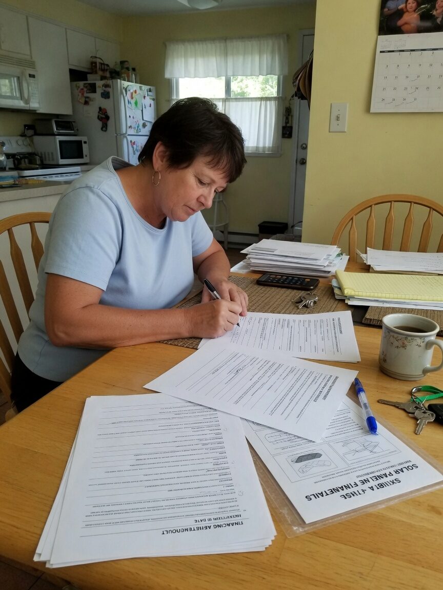 Home equity line of credit application paperwork with house keys on a desk
