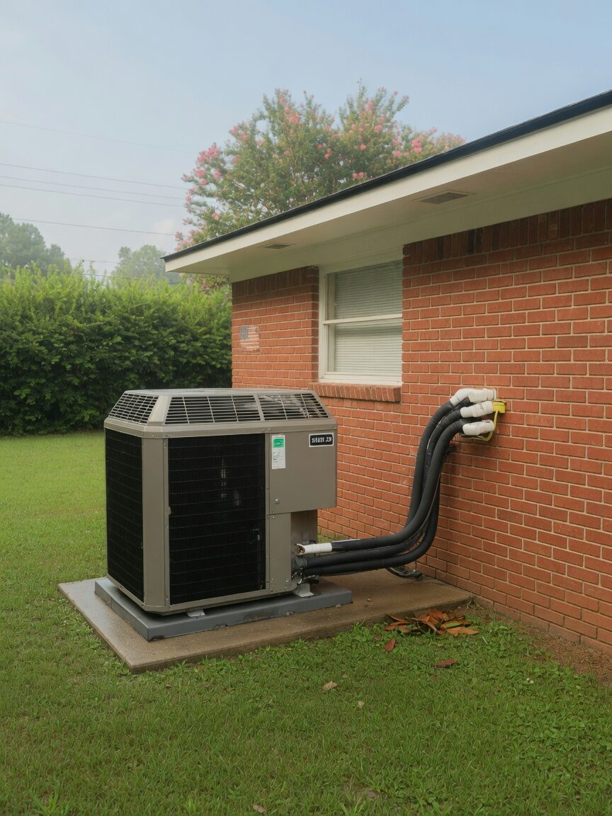 Heat pump HVAC system on a North Carolina home
