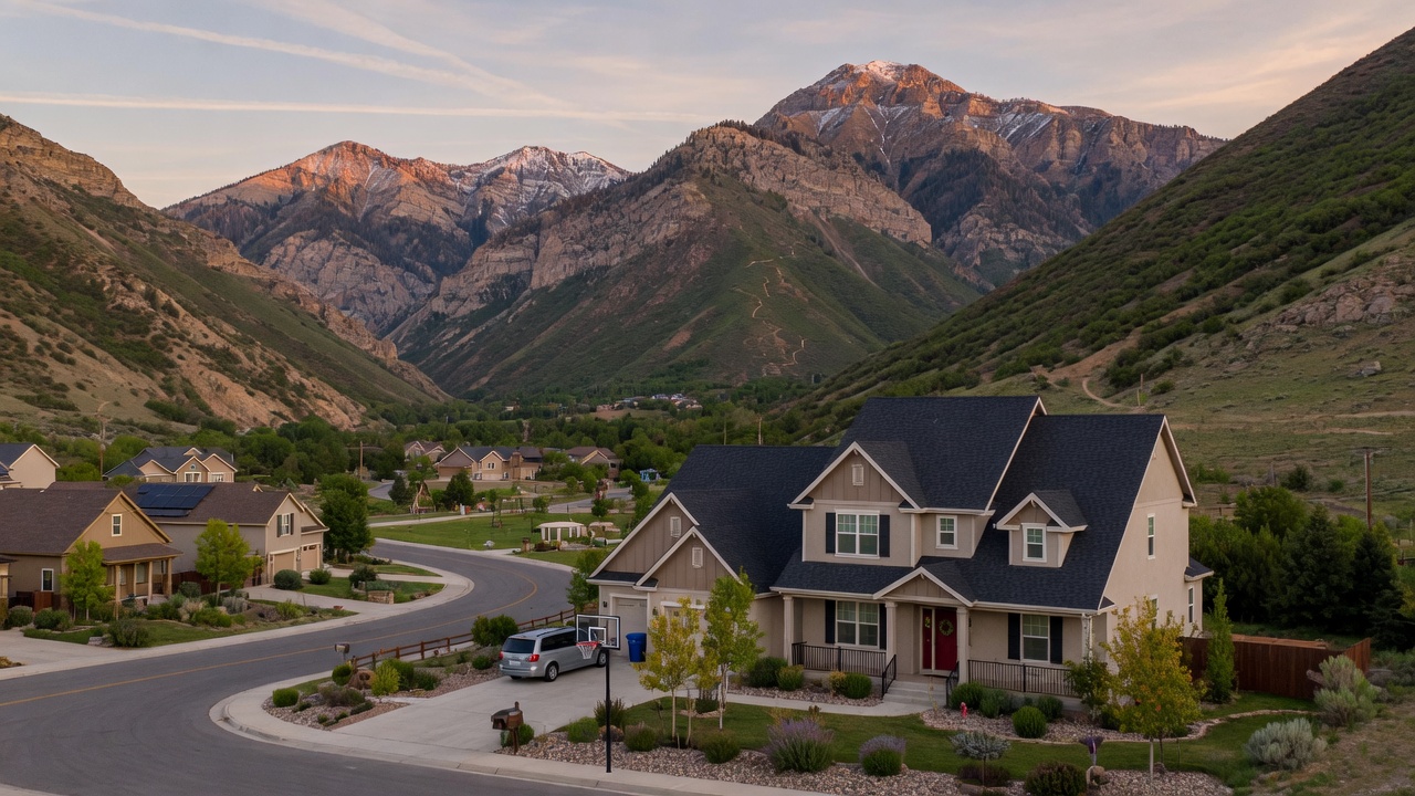 Utah mountain-valley suburban home roof